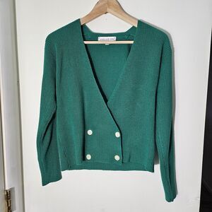 80s 90s vintage Jones New York Green Button Cardigan Women's Petite Sm. EUC